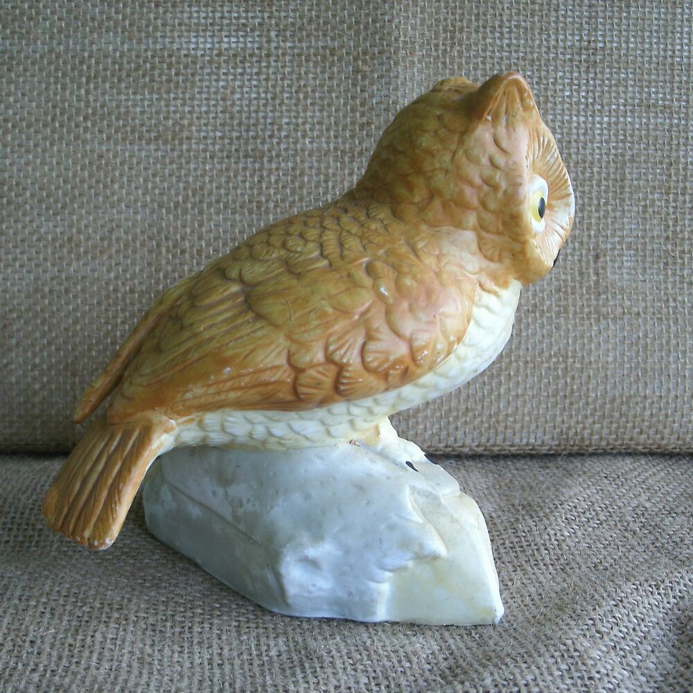 Vintage Homco Owl on Log Porcelain Figurine - Picture 6 of 16